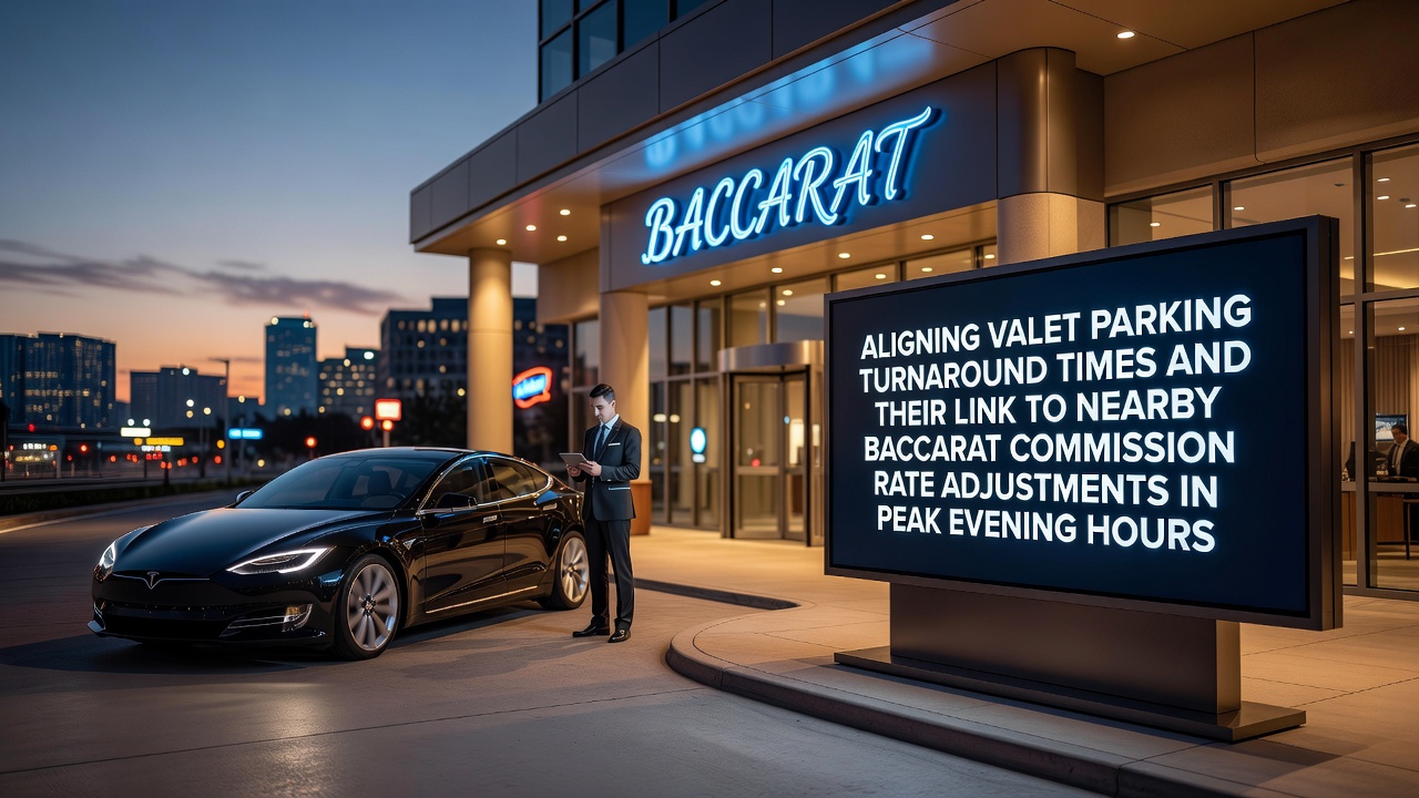 Casino valet parking lane with vehicles queued during busy evening arrival period