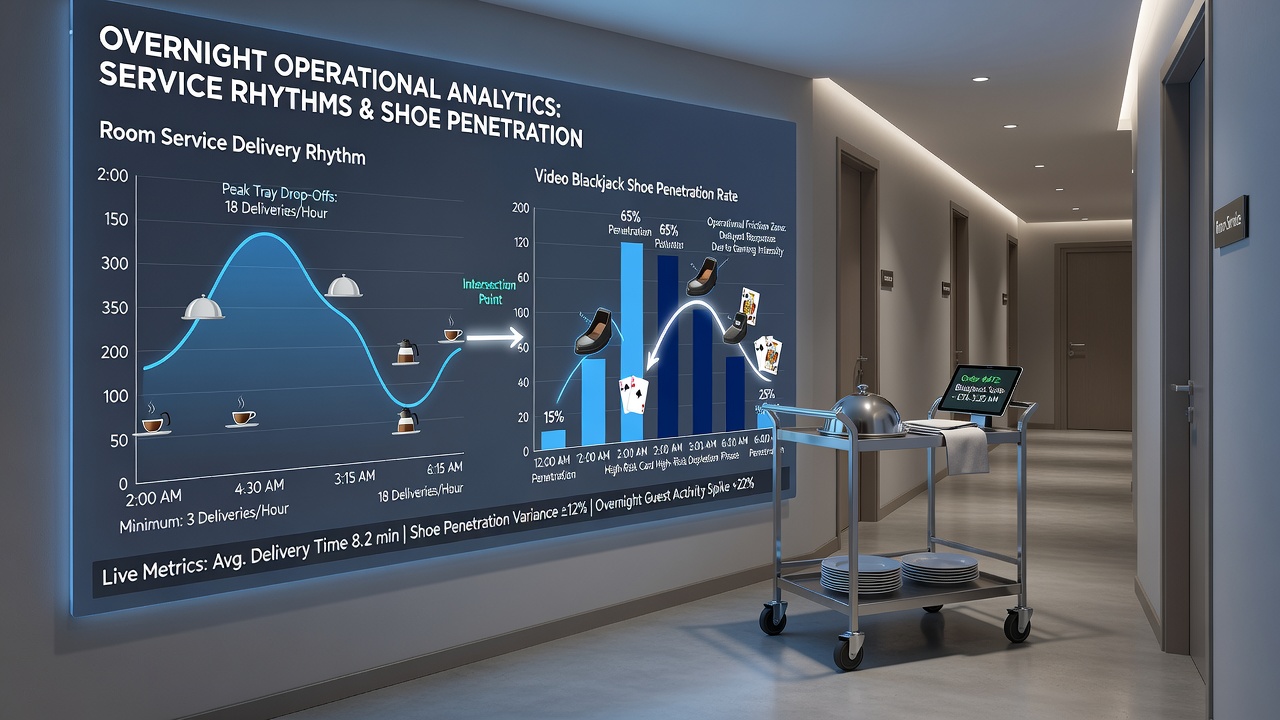 Video blackjack terminals with overlaid service route indicators on a resort floor plan