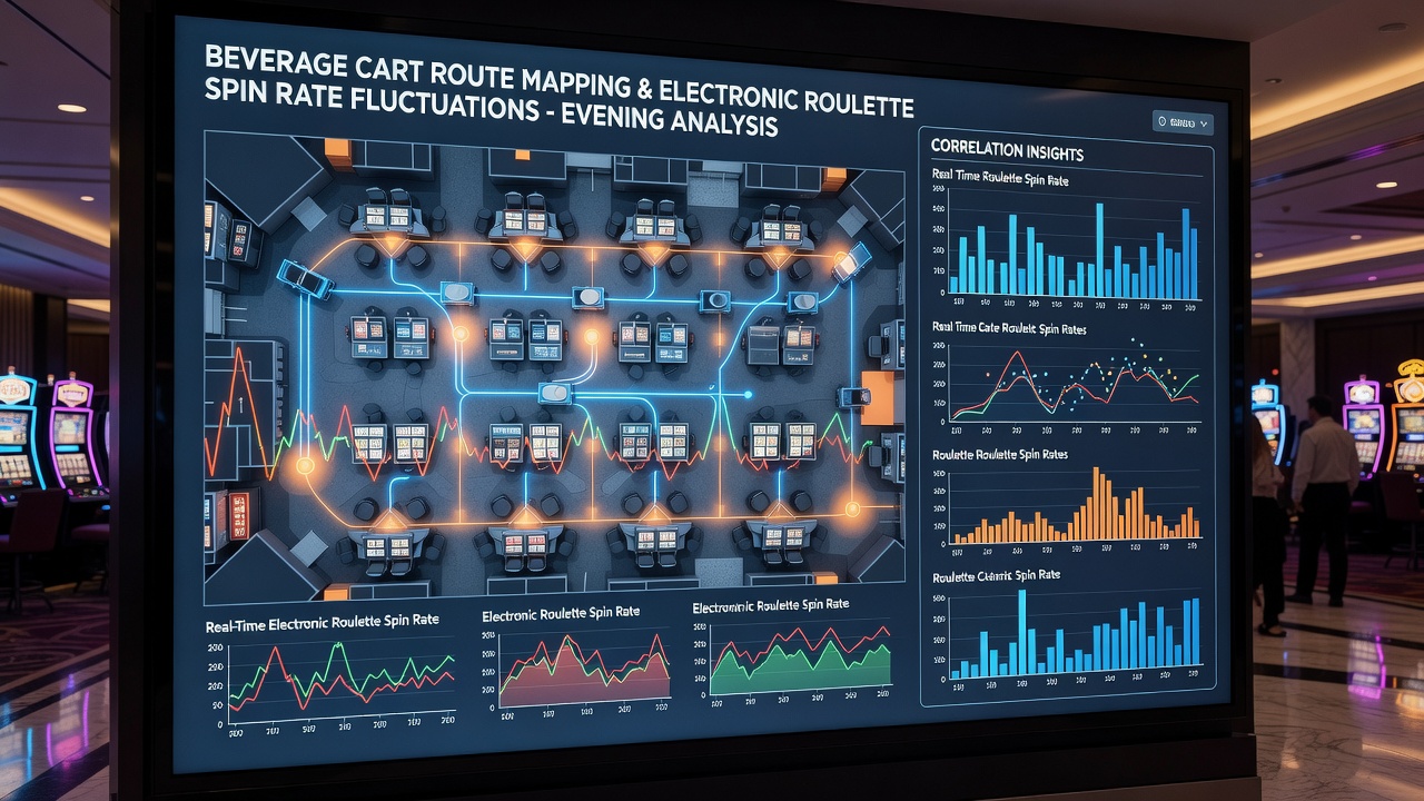 Heat map overlay of beverage cart routes and electronic roulette spin rate variations recorded during June 2026 evening operations