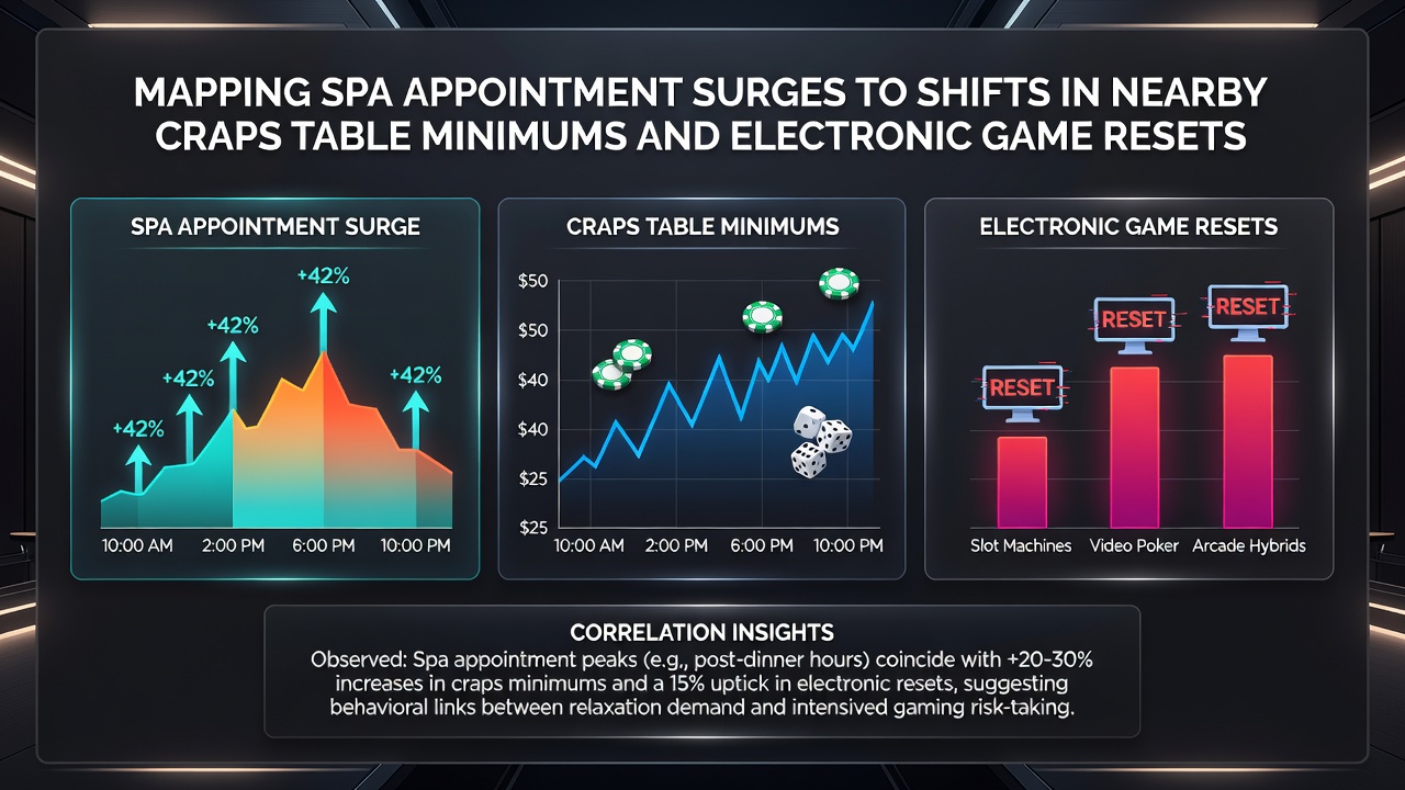 Data visualization charts correlating spa bookings with gaming floor adjustments