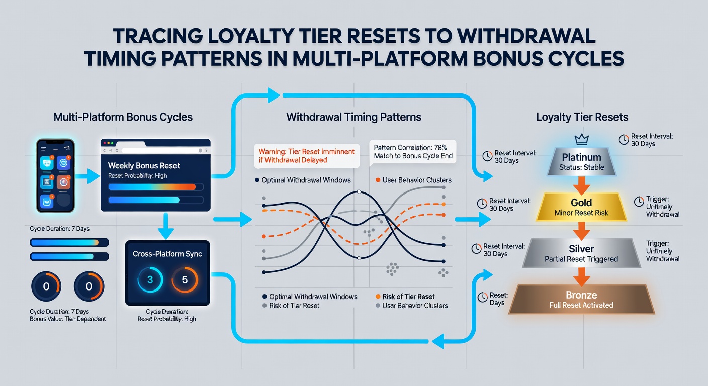 Timeline graphic illustrating withdrawal request peaks relative to quarterly loyalty resets on desktop, tablet, and smartphone interfaces